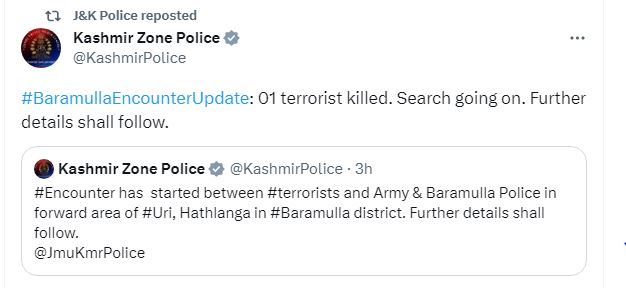 Tweet on the death of terrorist
